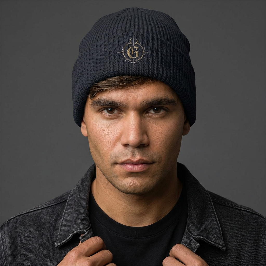 Cyber Emblem Embroidered Cuff Beanie