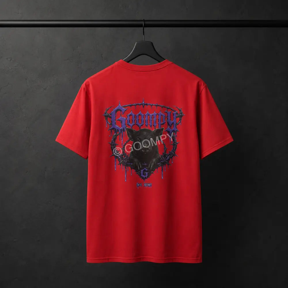 Goompy Graphic Streetwear Tee - Red / S - T-Shirt