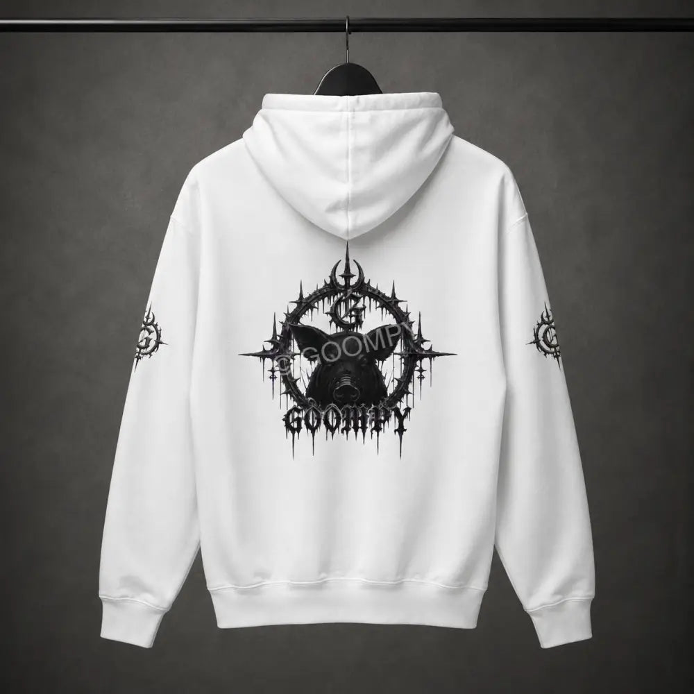 Goompy Graphic Zip-Up Hoodie - L / White - Hoodie