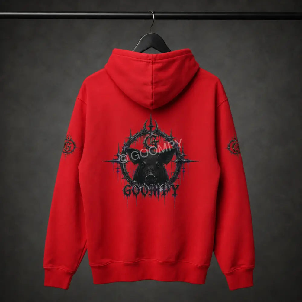 Goompy Graphic Zip-Up Hoodie - S / Red - Hoodie