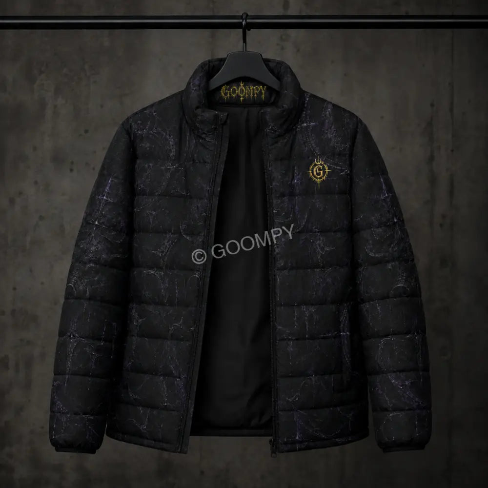 Goompy Shadow Vein Puffer Jacket - S / Pockets / Black - All Over Prints